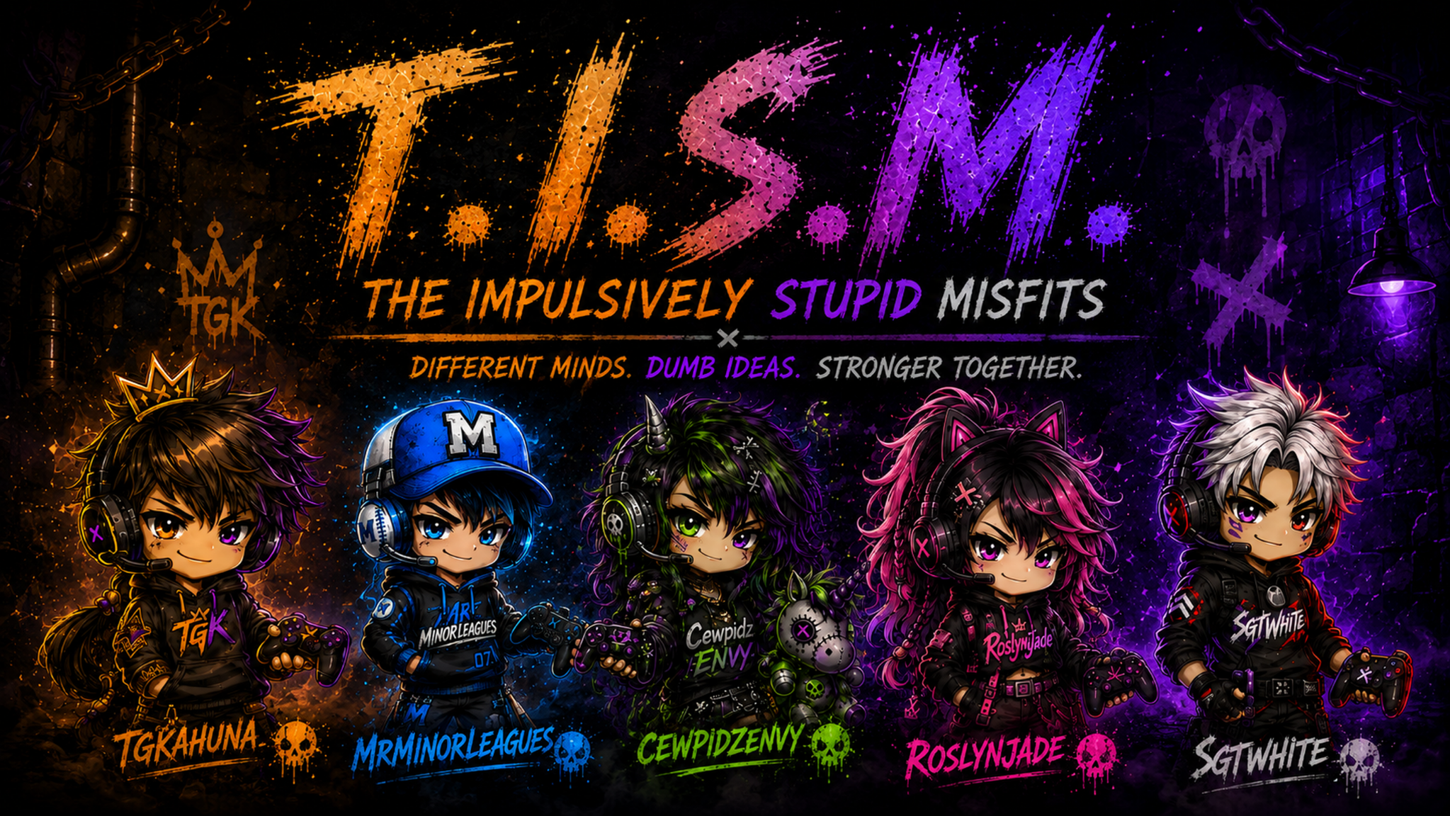 The five T.I.S.M. Founder streamer avatars